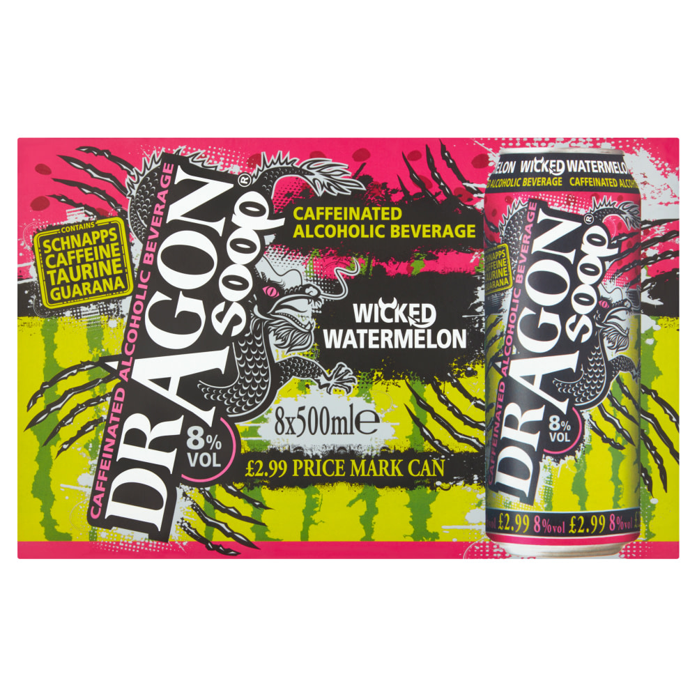Dragon Soop Wicked Watermelon Caffeinated Alcoholic Beverage 500ml Can