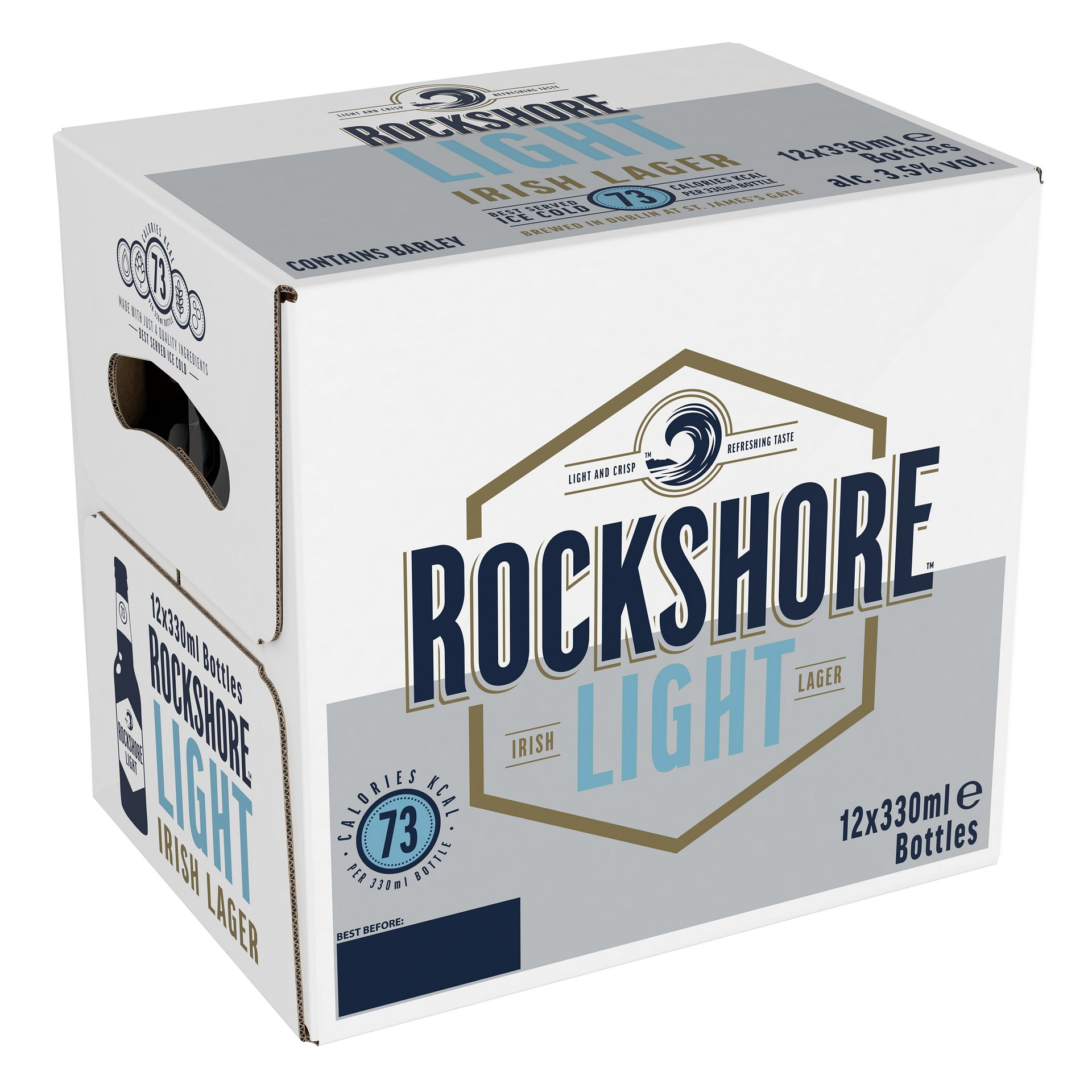 Rockshore Light Lager 330ml NRB 12 Pack AFT DrinksCash & Carry
